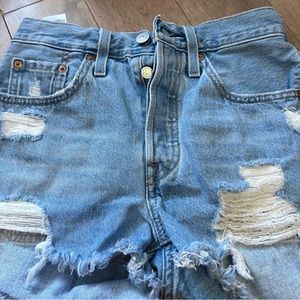 Jean shorts and blue bikini